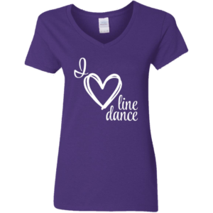 I Heart Line Dance Ladies V-Neck Tee in Purple